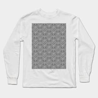 Grey textured vector tiles spiral pattern Long Sleeve T-Shirt